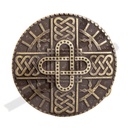 Merowinger Gürtelschließe messingfarben – Runde Mittelalter-Schnalle mit Kreuz- und Knotenmuster für 4 cm Gürtel