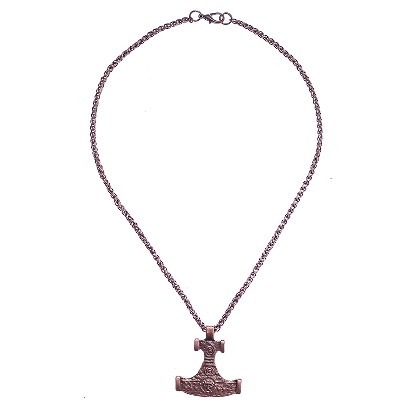 [PK-5170-4] Halskette „Hiddensee-Thorhammer“ – Kupferfarbener Mjölnir-Anhänger nach dem Fund von Rügen