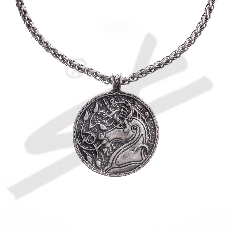 [33326] Halskette keltisches Einhorn, silberfarben