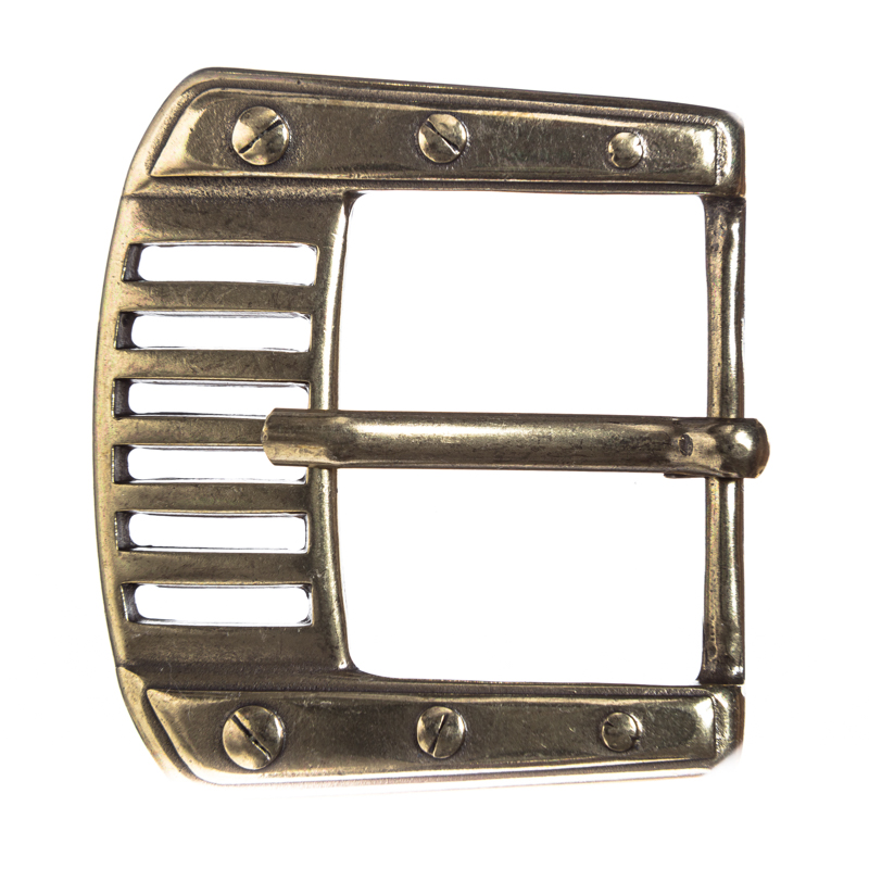 [B618-2] Steampunk Gürtelschließe „Power“ messingfarben – Dornschließe im mechanischen Design für 4 cm Gürtel