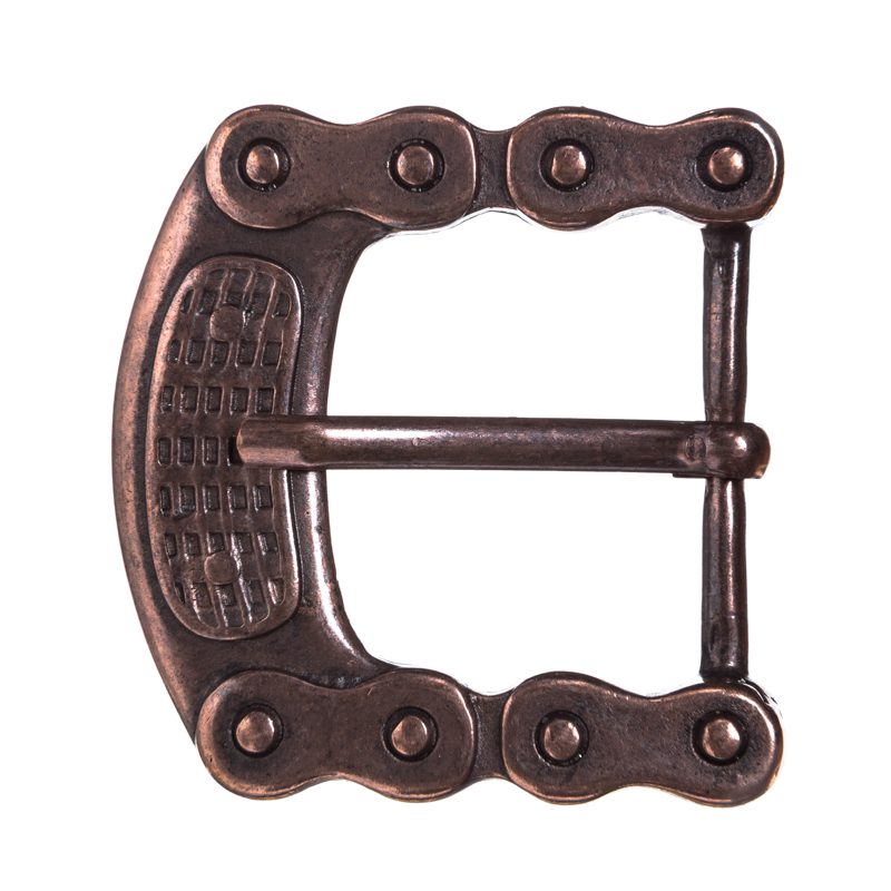 [B619-4] Steampunk Gürtelschließe „Blaylock“ kupferfarben – Mechanisch inspirierte Schnalle im Kettenglied-Design für 4 cm Gürtel
