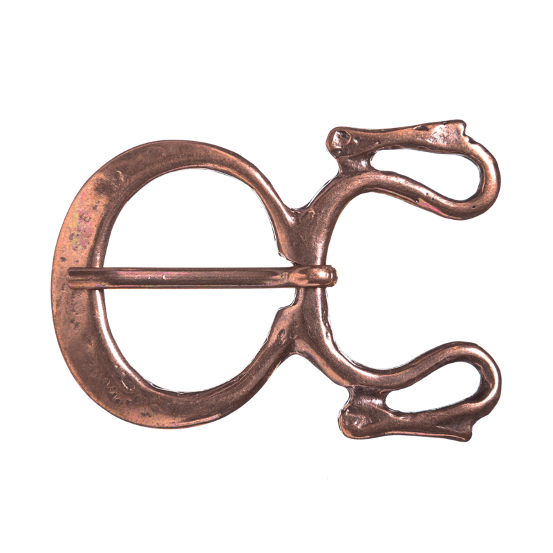 [B682-4] Drachenschließe kupferfarben – Ausdrucksstarke Mittelalter-Schnalle mit Drachenköpfen für 2 cm Gürtel