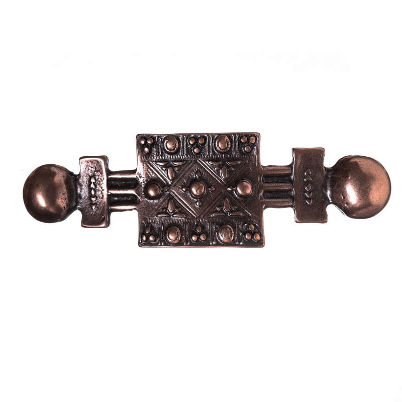 [B667-4] Kimbern Gürtelschließe kupferfarben – Replik 135 mm für 3 cm Gürtel im keltisch-germanischen Stil