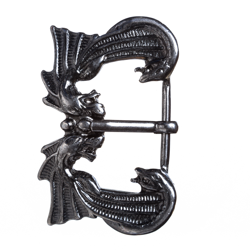 [B692-3] Drachenkuss-Gürtelschließe in Eisenoptik – Fantasy-Schnalle für 3,5 cm Riemen