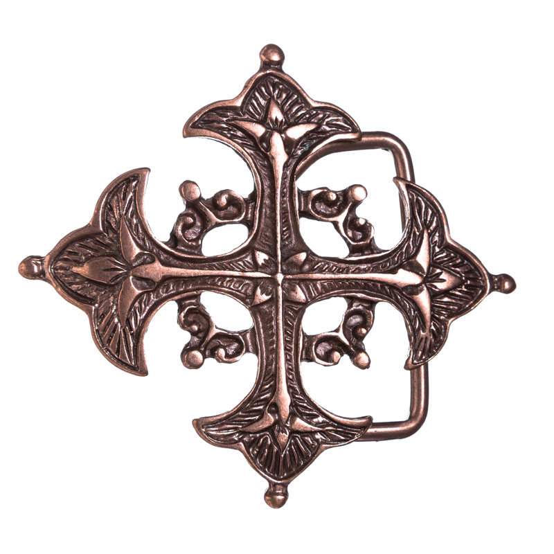 [B684-4] Schließe Artus Lilienkreuz – Kupferfarbene Musketier-Schnalle 70 mm für 4 cm Riemen
