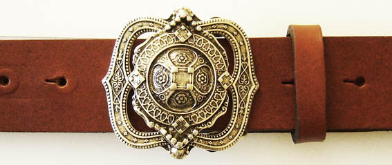 [B1160-1] Chasnel Ornament-Schließe in Silberoptik – Mittelalterliche Gürtelschnalle für 4 cm Gürtel