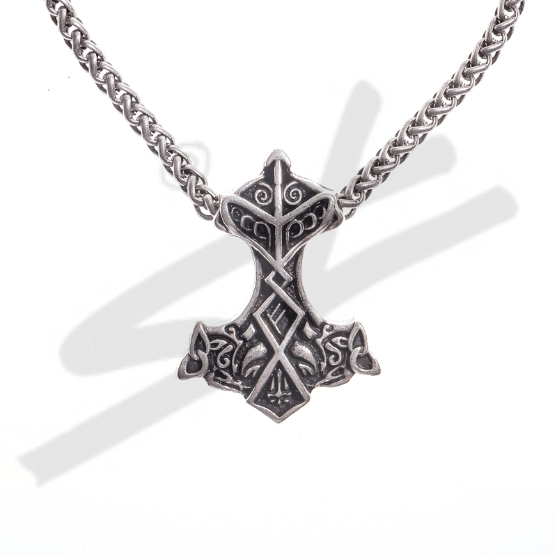 [33332] Halskette Thor-Hammer , silberfarben