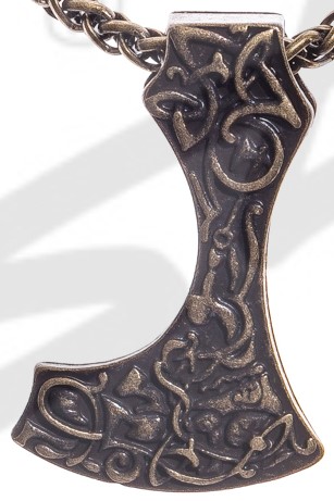 [PK-5112-21] Halskette „Mittelalter Bartaxt“ – Altmessingfarbener Anhänger mit wikingerzeitlichem Flair