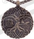 Anhänger Yggdrasil mit Hugin & Munin und Sleipnir – altmessingfarbener Weltenbaum aus Zamak