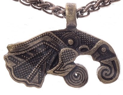 Anhänger Rabe HUGIN , altmessingfarben