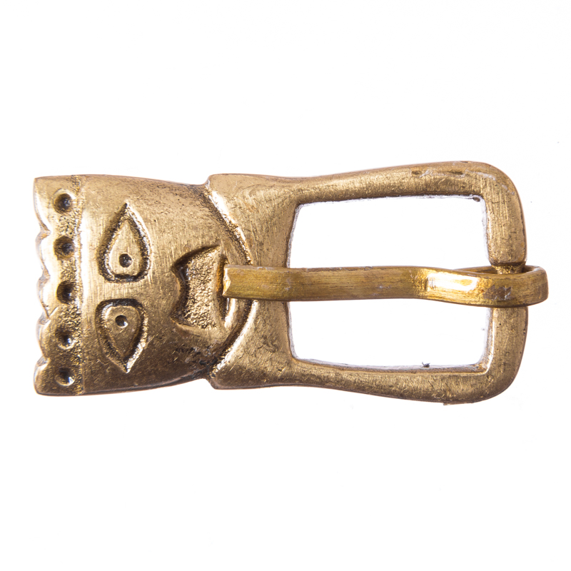 [B656-2] Königsschließe aus Messing – 10 mm Gürtelschließe mit Gesicht & Krone für Mittelalter & LARP