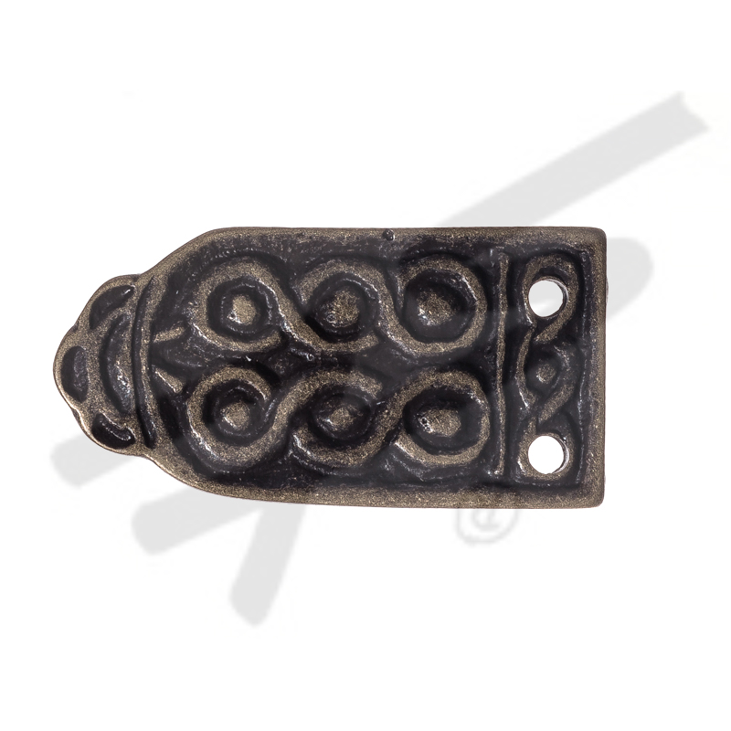 [33762] altmessingfarbene Mittelalter-Gürtelspitze Wellen 3cm