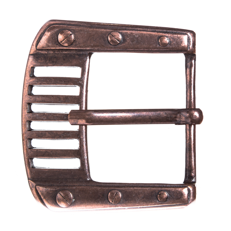 [B618-4] Steampunk Gürtelschließe „Power“ kupferfarben – Dornschließe im technischen Retrodesign für 4 cm Gürtel