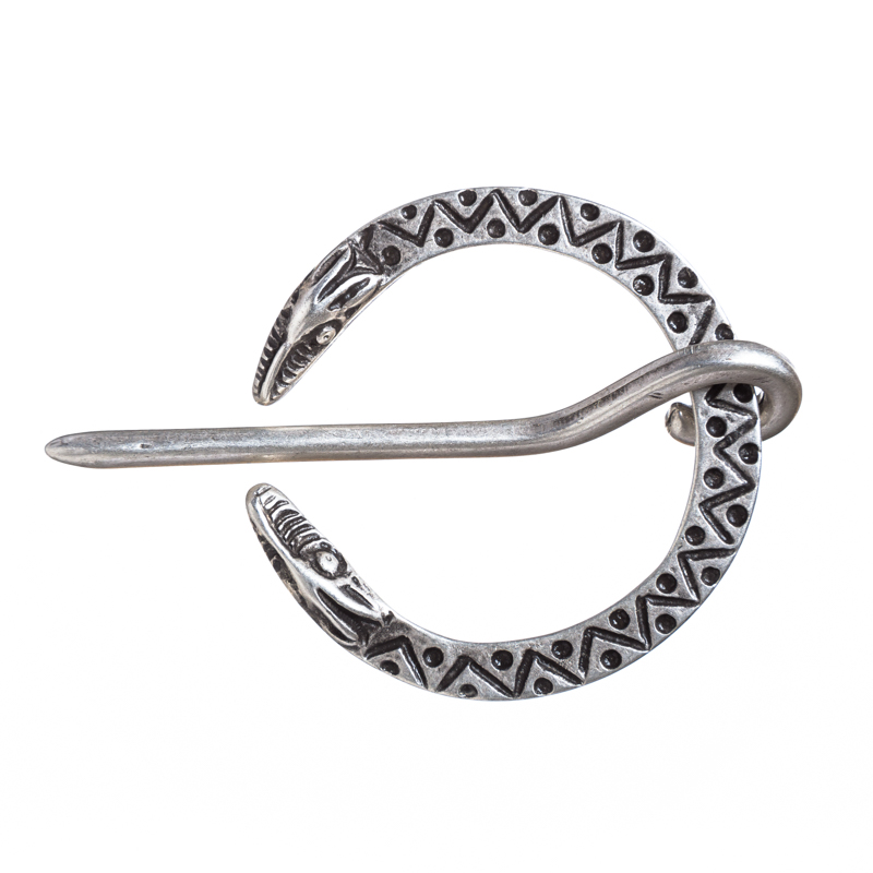 Wikinger-Fibel LOKI silberfarben – Massive ZAMAK-Gewandschließe für Reenactment & LARP