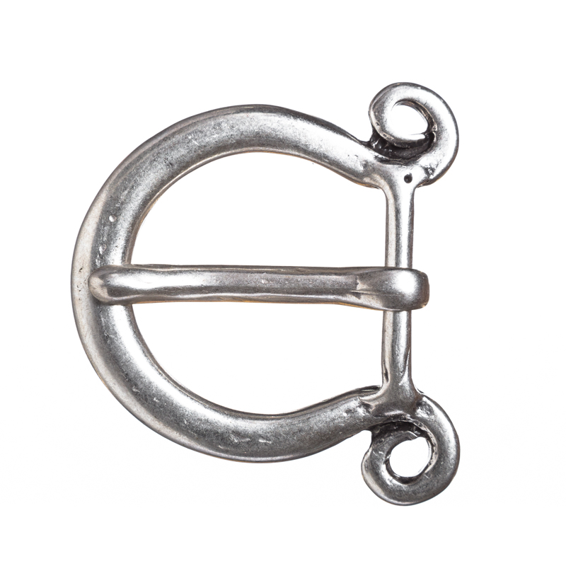 [B691-1] Mittelalter-Schließe „Bodo“ silberfarben – Massive 3 cm Gürtelschnalle mit geschwungener Form