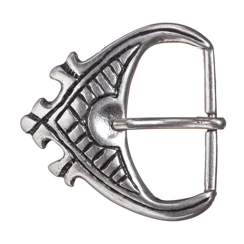 [B685-1] Gürtelschließe „Erik“ in Silberoptik – Wikinger-Schnalle für 4 cm breite Gürtel