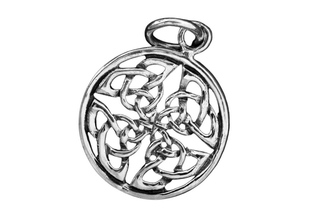 [ac19] Keltisches Amulett, Anhänger 'Vier Elemente' aus Silber 925- Mittelalter, Larp, Reenactment Schmuck