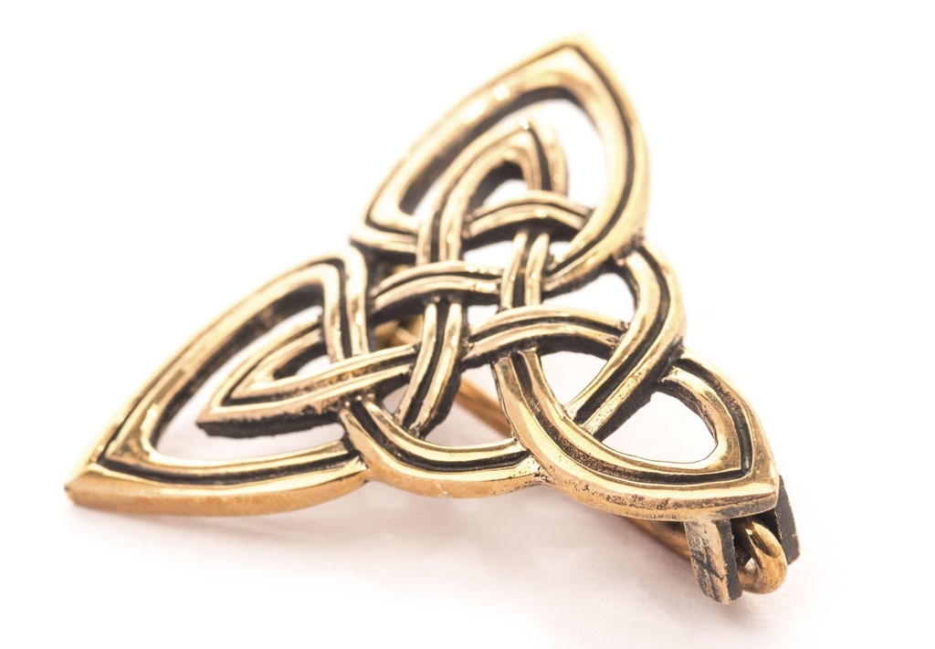 Fibel Brosche 'Trisana - Keltische Dreiheit' aus Bronze - Mittelalter, Larp, Fantasy Schmuck