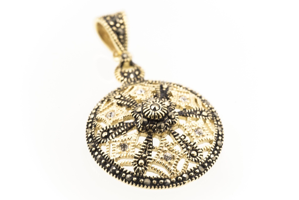 Silber Anhänger RAYA mit Hexagramm – Mittelalter Schmuck Amulett 3,9 cm
