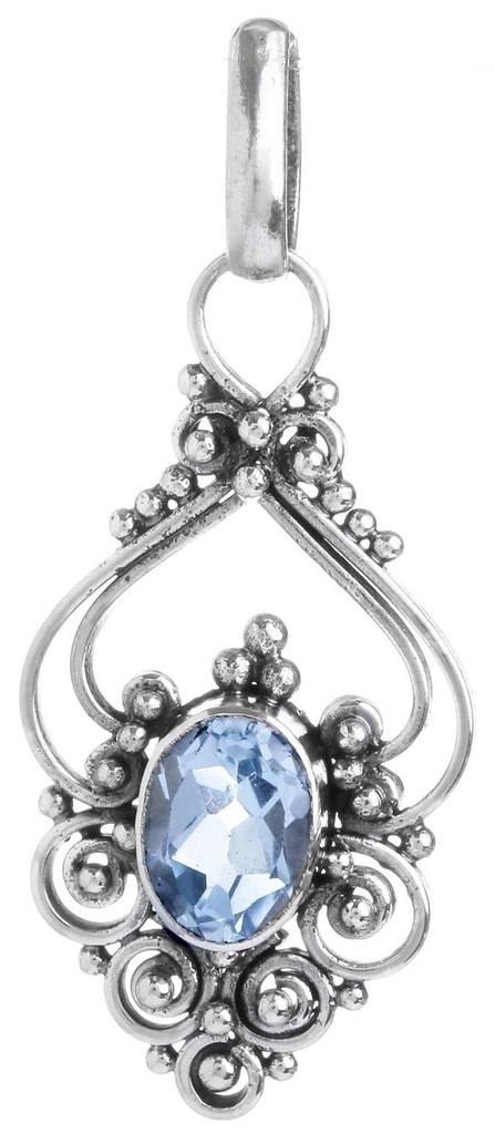 [As30-3] Amulett, Anhänger 'Salia - Topaz' aus Silber 925 - Mittelalter, Larp, Reenactment Schmuck