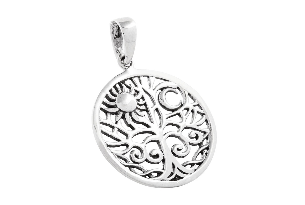 [WK2015-Am78-2] Amulett, Anhänger 'Aline - Sonne, Mond & Lebensbaum' aus Silber 925 - Mittelalter, Larp, Fantasy Schmuck
