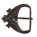 Gürtelschließe „Erik“ in Altmessing – Wikinger-Schließe für 4 cm breite Riemen