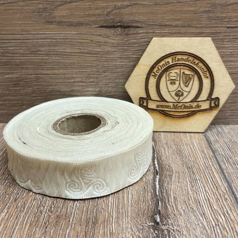 [B19002-crmslb] Borte Triskele - 10m- creme-silber - Breite 19mm - Mittelalter LARP 