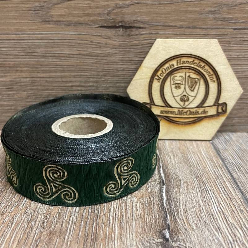 [B19002-grasgrn] Borte Triskele - 10m- grün-gold - Breite 19mm - Mittelalter LARP 
