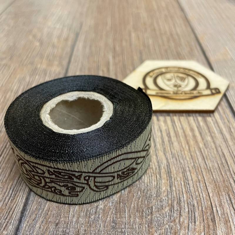 [B25Hunde-5m-beigebrn] Borte "Keltische Hunde" beige - braun 33 mm auf 5 m Rolle - Mittelalter & Larp