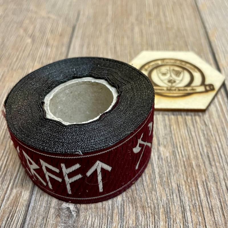 [B33KraftMutEhre-5m-brdxslb] Borte "Kraft-Mut-Ehre" Futhark 33 mm, bordeaux-silber
