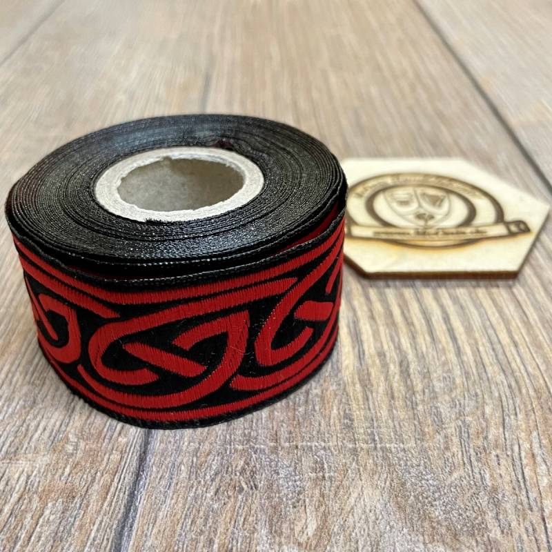 [B33001-5m-schwrot] Borte "Keltisch 2" in schwarz-rot, 33 mm, 5 m auf der Rolle 