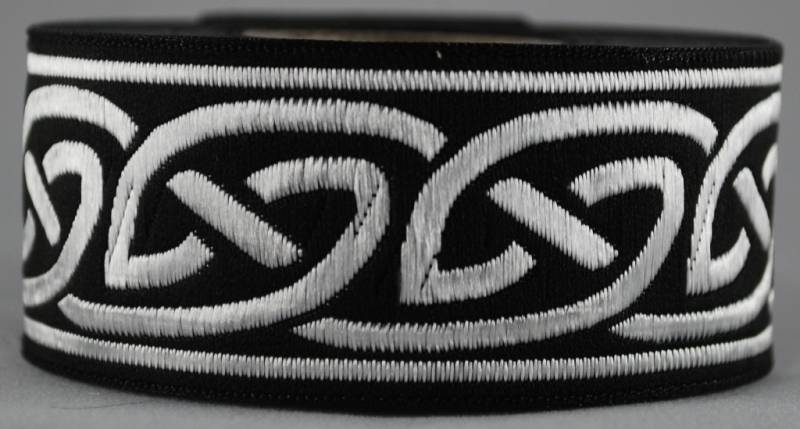 [B33001-schwslb] Borte "Keltisch 2" in schwarz-silber, 33 mm, 10 m auf der Rolle