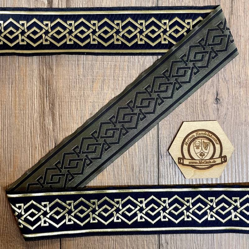 [B50103-mbl] Borte "Zwergisch" marineblau-silber, 50 mm breite, 10 m auf Rolle