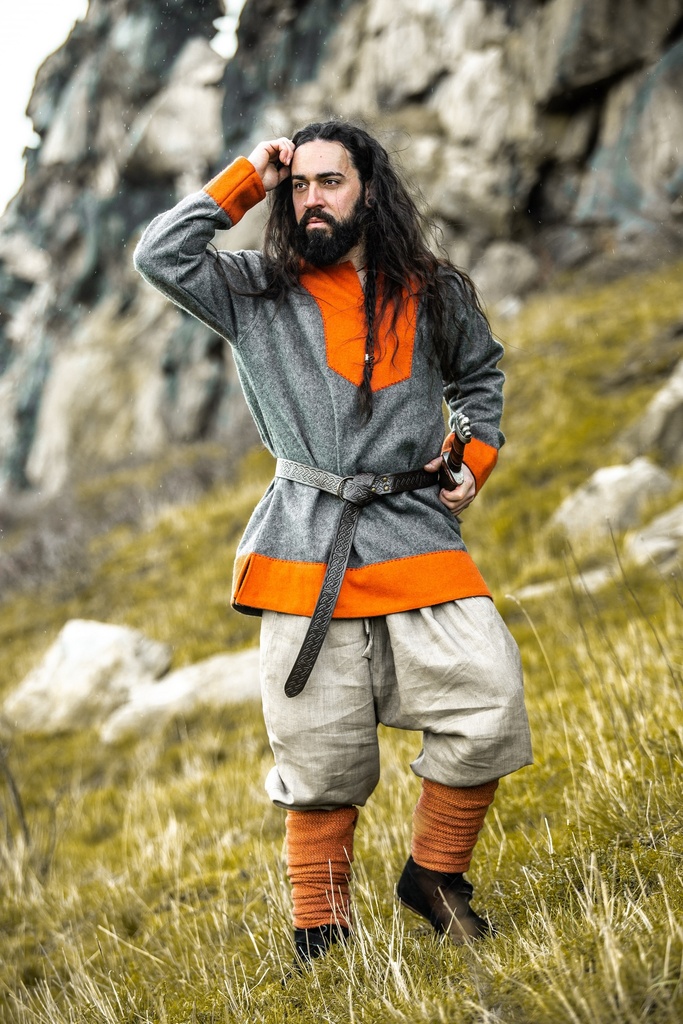 [3895] Wikingerhose mit Beinschnürung Wodan dunkelblau Leinen- Mittelalter Gewand Larp & Reenactment (Kopie) (S)