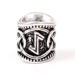 [07 FuT Ihwa GR.si] Futhark-Haarperle "Ihwa" - 8 mm Loch (silber)