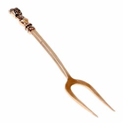 Mittelalterliche Gabel mit Damenhaupt aus Messing - 14 cm