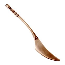 Mittelalterliches Tafelmesser mit Damenhaupt aus Messing