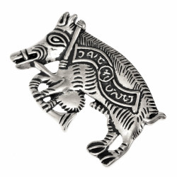 [07 PZ Bagpipe-Pig.b] Pilgerzeichen "Schwein mit Dudelsack" (Bronze)