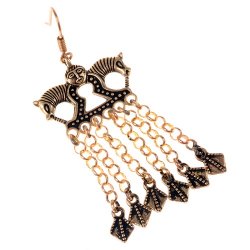 [07 OR KlapAn.ma.br] Wikinger Ohrringe mit Klapperanhänger – Pferdemotiv nach Fund aus Staraja Ladoga (Bronze)