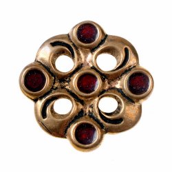 [07 Br DSC.b] Durchbrochene Scheibenfibel mit Cloisonné (Bronze)