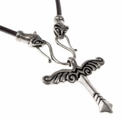 [07 CO Wies / Irmin.fa.br] Collier "Wiesel" mit Irminsul-Anhänger (braun)