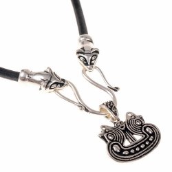 [07 CO Wies / Ship.fa.br] Collier "Wiesel" mit Wikingerschiff (braun)