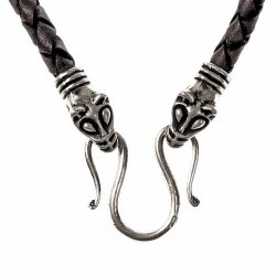 Wikinger-Lederkette "Wolfskopf" - 50 cm