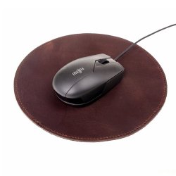 Rundes Leder-Mauspad aus Rindsleder - 22 cm