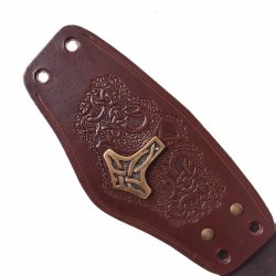 [03 Schon :TH.br] Wikinger-Armschoner mit Thorshammer – Geprägtes Leder in Braun oder Schwarz (braun)