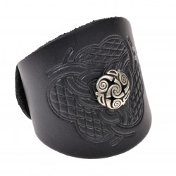 [03 A-BES :KN.br] Mittelalter-Armband aus Leder mit keltischem Knoten – in Braun oder Schwarz (braun)