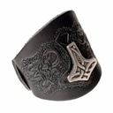 Wikinger-Armband aus Leder mit Thorshammer – Mjölnir-Beschlag in Braun oder Schwarz