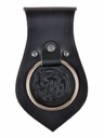 Mittelalterlicher Waffenhalter aus Rindsleder mit Stahl-Ring - 17 cm