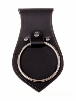 Mittelalterlicher LARP-Waffenhalter aus Rindsleder mit Stahlring - 17 cm
