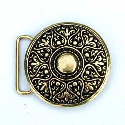 [09 Buck 4 AR:.fa.me] Buckle-Schnalle „Arabeske“ – Florales Ornament für 4 cm Gürtel (Silber oder Messing) (messingfarben)